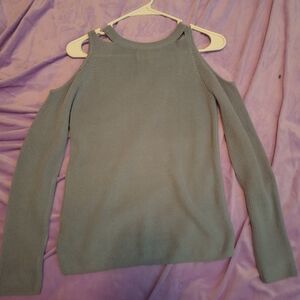 Blue/Grey Shoulder cut out sweater